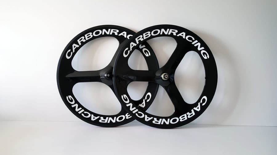 TT3 - Tri spoke (wit logo) - Carbon Racing Cycle Sports | Racefietswielen